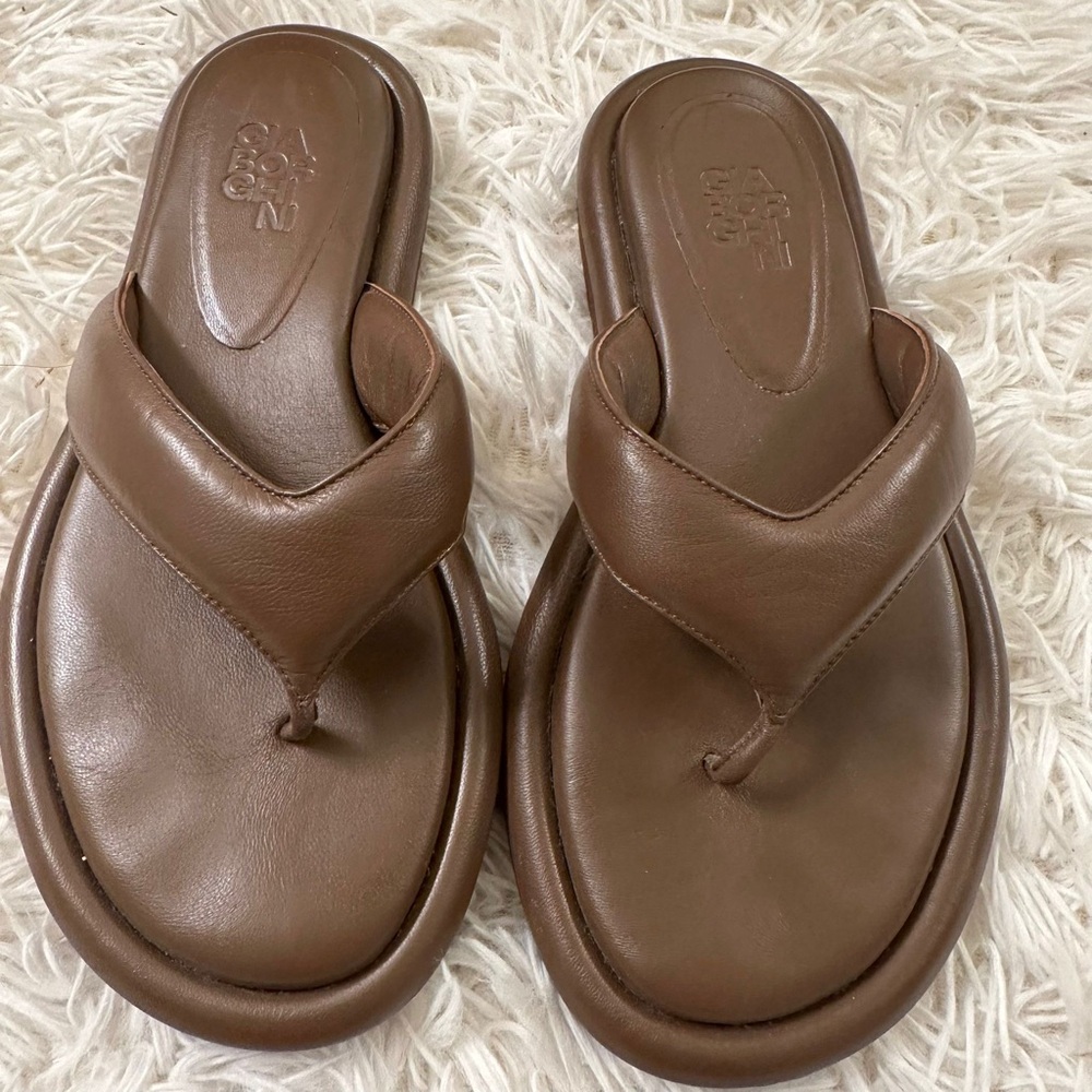 GIA BORGHINI Leather Thong Sandal Shoes in brown size 6 - Picture 3 of 8